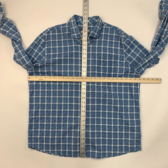 Johnnie O Alto Shirt Mens XL Laguna Blue Windowpane Plaid Cotton Button Up - Picture 6 of 13